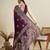 Wine printed floral print cotton silk bollywood saree with blouse