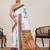 White printed linan bollywood saree with blouse