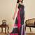 Black printed linan kalamkari saree with blouse