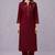 Maroon embroidered rayon kurta set