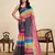 Black printed linan kalamkari saree with blouse