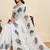 White printed linan kalamkari saree with blouse