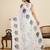White printed linan kalamkari saree with blouse