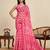 Pink printed linan kalamkari saree with blouse