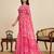 Pink printed linan kalamkari saree with blouse