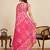 Pink printed linan kalamkari saree with blouse