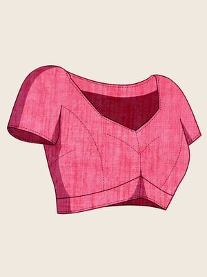Pink printed linan kalamkari saree with blouse 5