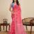 Pink printed linan kalamkari saree with blouse