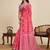 Pink printed linan kalamkari saree with blouse