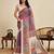 Purple printed linan kalamkari saree with blouse