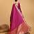 Neon pink woven checkered pure silk banarasi saree with blouse