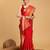 Red woven checkered pure silk banarasi saree with blouse