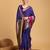 Royal blue woven checkered pure silk banarasi saree with blouse