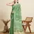 Light green printed color block embellished cotton silk bollywood saree with blouse