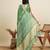 Light green printed color block embellished cotton silk bollywood saree with blouse