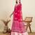 Pink printed color block embellished cotton silk bollywood saree with blouse