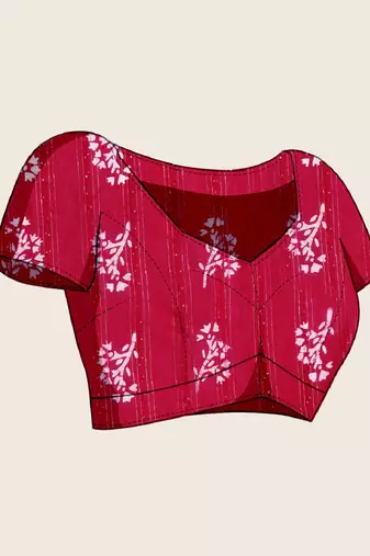Pink printed color block embellished cotton silk bollywood saree with blouse
