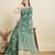 Sea green printed color block embellished cotton silk bollywood saree with blouse