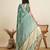 Sea green printed color block embellished cotton silk bollywood saree with blouse