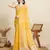 Yellow printed color block embellished cotton silk bollywood saree with blouse