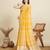 Yellow printed color block embellished cotton silk bollywood saree with blouse