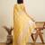 Yellow printed color block embellished cotton silk bollywood saree with blouse