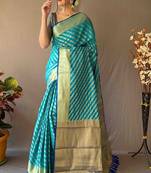 Rama woven self design embellished pure silk banarasi saree with blouse