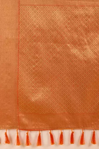 Dark pink woven self design embellished pure silk banarasi saree with blouse