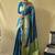 Teal blue woven self design embellished pure silk patola saree with blouse