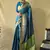 Teal blue woven self design embellished pure silk patola saree with blouse