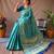 Aqua blue woven self design embellished pure silk banarasi saree with blouse