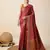 Dark pink woven self design embellished pure silk banarasi saree with blouse