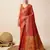 Red woven self design embellished pure silk banarasi saree with blouse