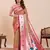 Beige floral print pure soft silk banarasi saree with blouse