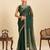 Dark green striped, sequence georgette bollywood saree with blouse