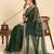Dark green striped, sequence georgette bollywood saree with blouse