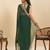 Dark green striped, sequence georgette bollywood saree with blouse