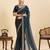 Navy blue striped, sequence georgette bollywood saree with blouse