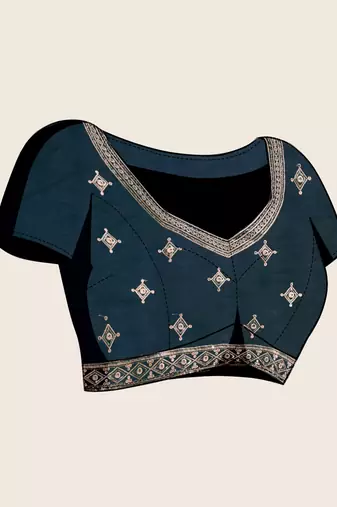 Navy blue striped, sequence georgette bollywood saree with blouse