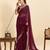 Wine striped, sequence georgette bollywood saree with blouse