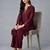 Maroon embroidered rayon kurta set