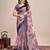 Multicolor printed floral print geometric print cotton linen bollywood saree with blouse