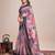 Multicolor printed floral print geometric print cotton linen bollywood saree with blouse