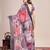 Multicolor printed floral print geometric print cotton linen bollywood saree with blouse