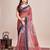 Multicolor printed floral print geometric print cotton linen bollywood saree with blouse