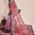 Multicolor printed floral print geometric print cotton linen bollywood saree with blouse