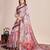 Multicolor printed floral print geometric print cotton linen bollywood saree with blouse
