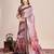 Multicolor printed floral print geometric print cotton linen bollywood saree with blouse