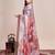 Multicolor printed floral print geometric print cotton linen bollywood saree with blouse