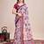 Multicolor printed floral print geometric print cotton linen bollywood saree with blouse